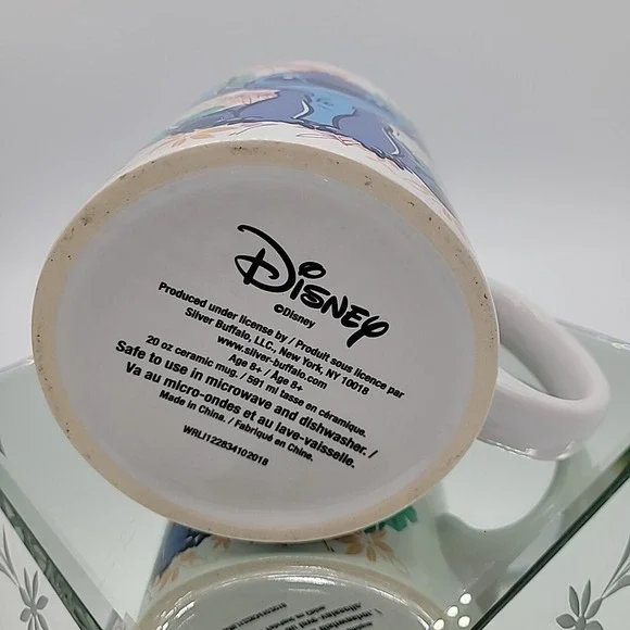 Disney Lilo & Stitch Tropical 20oz Ceramic Mug Large Floral White Teal Inside - Picture 8 of 12